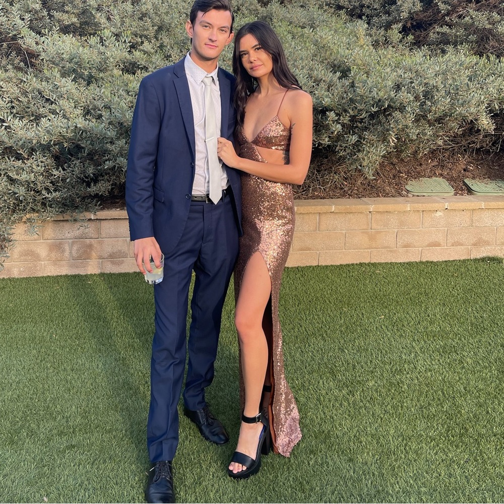 Rust sequin gown